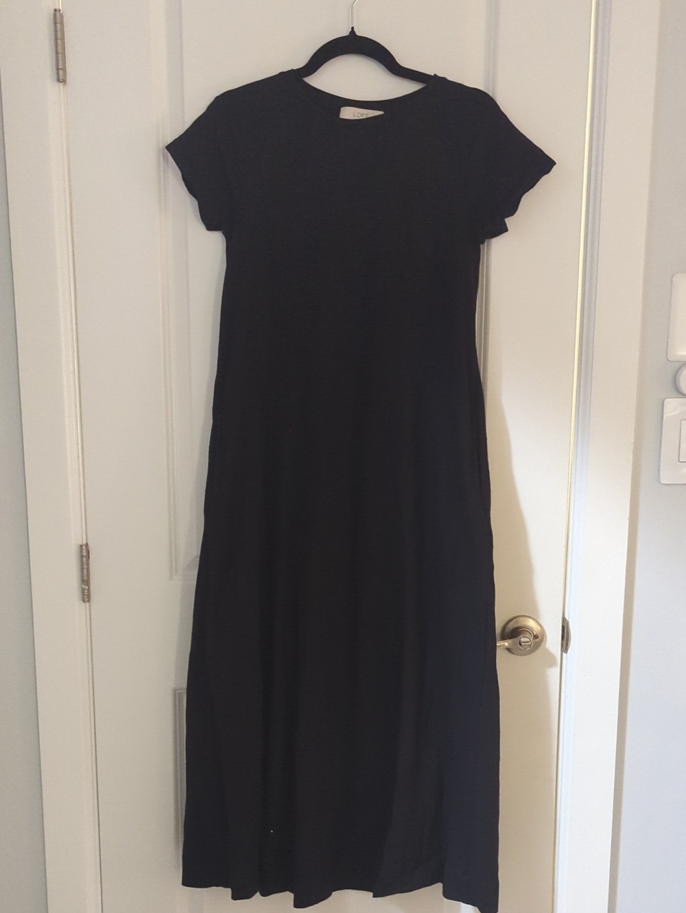 NWOT LOFT Black Short-Sleeve Maxi Dress